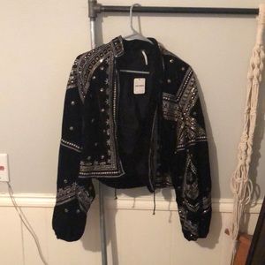 Small Free People black velvet detailed jacket